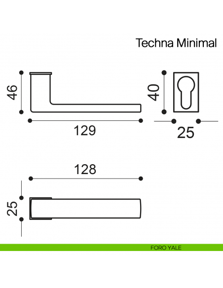 Maniglia per porta Techna Minimal Manital con rosetta minimale - foro yale