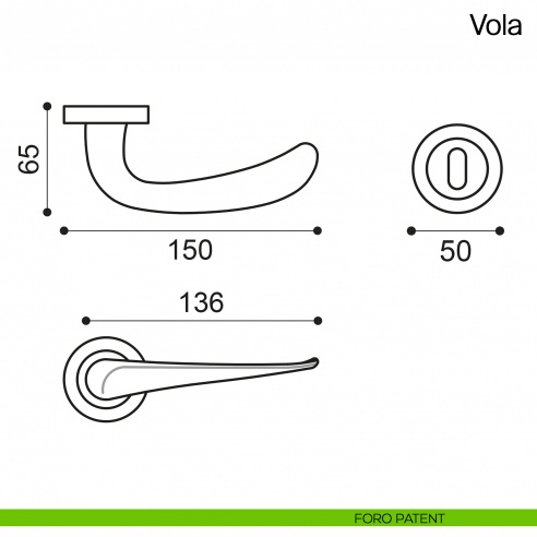 Maniglia per porta Vola Manital - foro patant