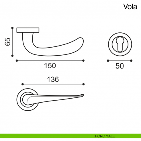 Maniglia per porta Vola Manital - foro yale