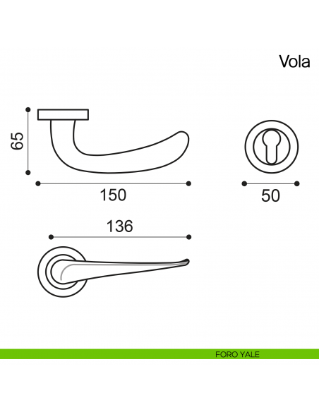 Maniglia per porta Vola Manital - foro yale