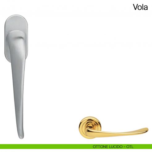 Maniglia martellina DK per finestra Vola Manital - ottone lucido