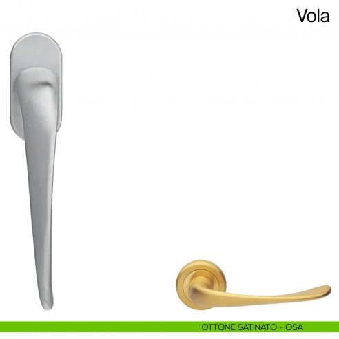 Maniglia martellina DK per finestra Vola Manital - ottone satinato