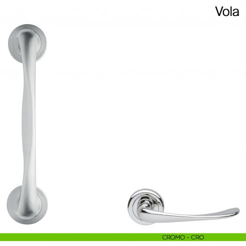 Maniglione per porta Vola Manital con rosette - cromato