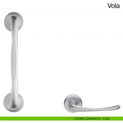 Maniglione per porta Vola Manital con rosette - cromato satinato