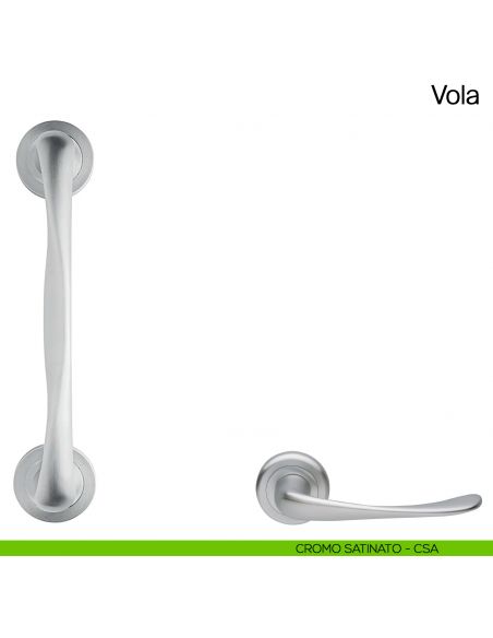 Maniglione per porta Vola Manital con rosette - cromato satinato