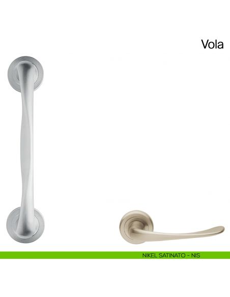 Maniglione per porta Vola Manital con rosette - nikel satinato
