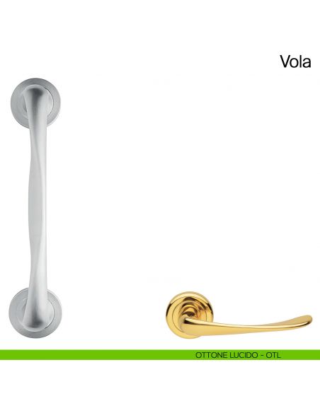 Maniglione per porta Vola Manital con rosette - ottone lucido