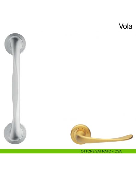 Maniglione per porta Vola Manital con rosette - ottone satinato