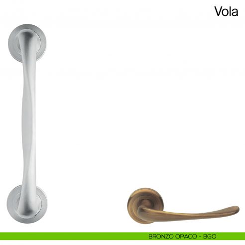 Maniglione per porta Vola Manital con rosette - bronzato opaco