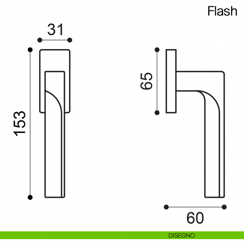 Maniglia martellina DK per finestra Flash Manital - disegno