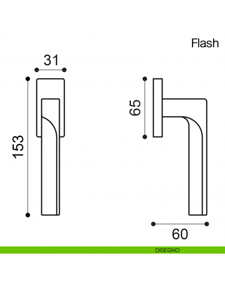 Maniglia martellina DK per finestra Flash Manital - disegno