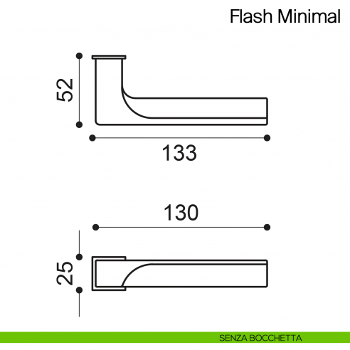 Maniglia per porta Flash Minimal Manital con rosetta minimale - senza bocchetta