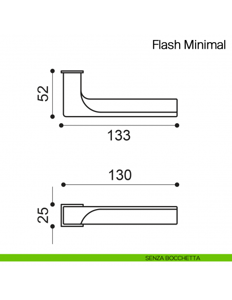 Maniglia per porta Flash Minimal Manital con rosetta minimale - senza bocchetta