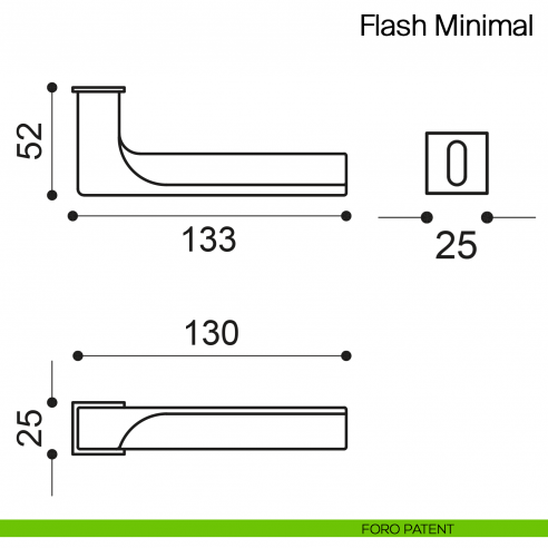 Maniglia per porta Flash Minimal Manital con rosetta minimale - foro patent