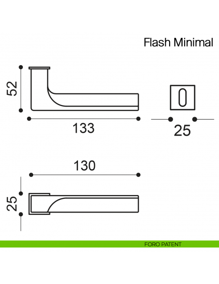 Maniglia per porta Flash Minimal Manital con rosetta minimale - foro patent