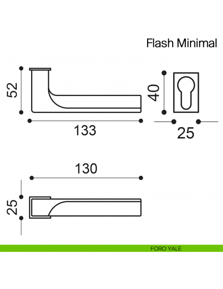 Maniglia per porta Flash Minimal Manital con rosetta minimale - foro yale