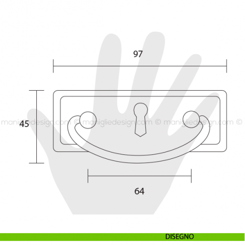 Maniglia per mobile foro chiave Metal Style Florence interasse 64 mm MG2498 disegno
