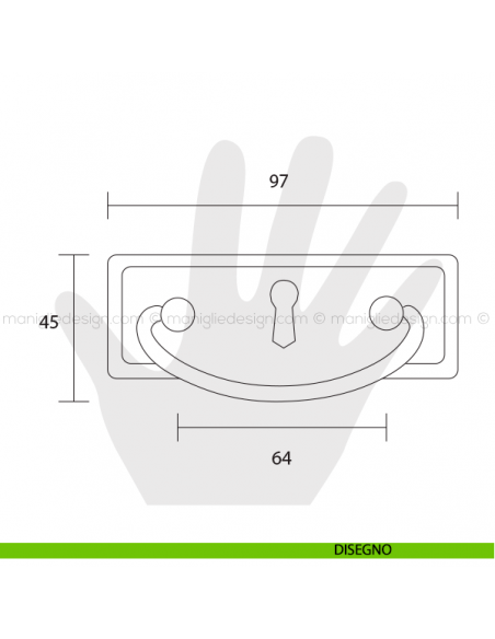 Maniglia per mobile foro chiave Metal Style Florence interasse 64 mm MG2498 disegno