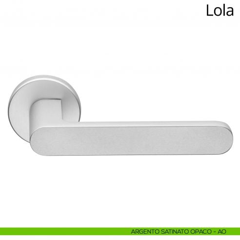 Maniglia per porta interna Lola Zincral Linea Calì rosetta tonda - argento satinato opaco