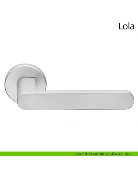 Maniglia per porta interna Lola Zincral Linea Calì rosetta tonda - argento satinato opaco