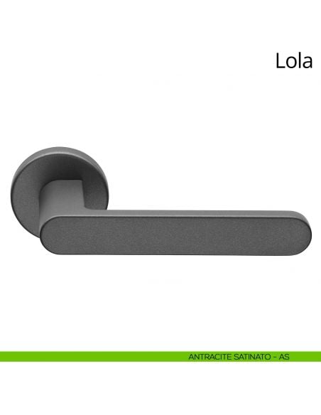 Maniglia per porta interna Lola Zincral Linea Calì rosetta tonda - antracite satinato