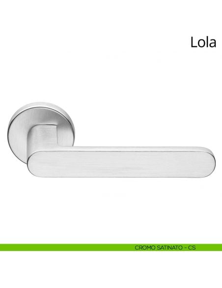 Maniglia per porta interna Lola Zincral Linea Calì rosetta tonda - cromo satinato