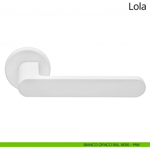 Maniglia per porta interna Lola Zincral Linea Calì rosetta tonda - bianco opaco RAL9016