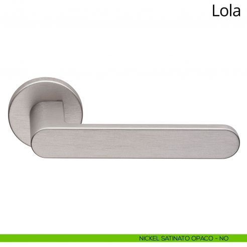 Maniglia per porta interna Lola Zincral Linea Calì rosetta tonda - nikel satinato opaco