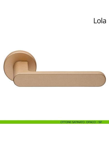 Maniglia per porta interna Lola Zincral Linea Calì rosetta tonda - ottone satinato opaco