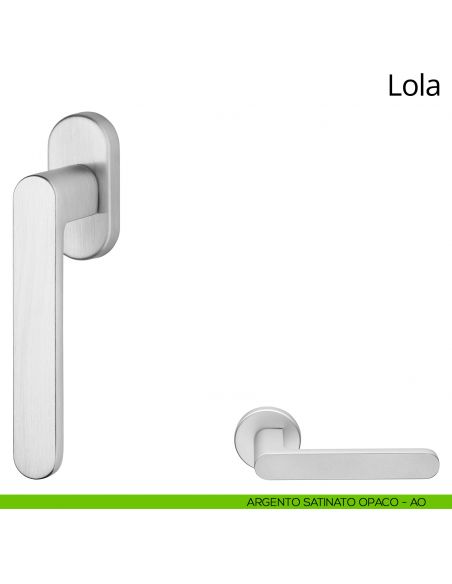 Maniglia per finestra martellina DK Lola Zincral Linea Calì - argento satinato opaco