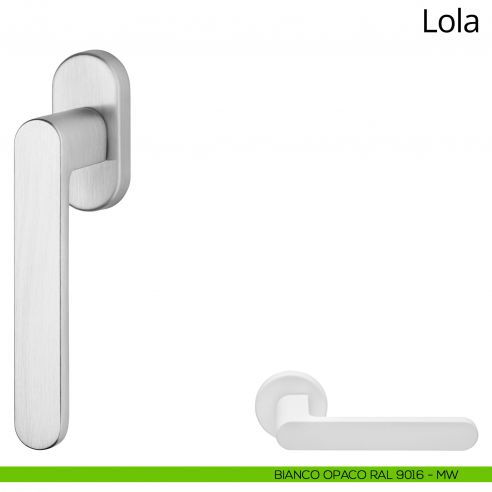 Maniglia per finestra martellina DK Lola Zincral Linea Calì - bianco opaco RAL9016