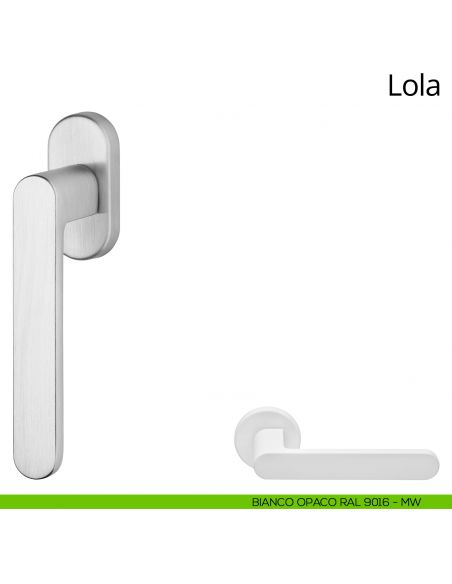 Maniglia per finestra martellina DK Lola Zincral Linea Calì - bianco opaco RAL9016
