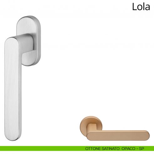 Maniglia per finestra martellina DK Lola Zincral Linea Calì - ottone satinato opaco