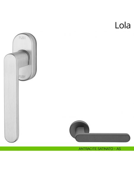 Maniglia per finestra martellina DK antintrusione Lola Zincral Linea Calì - antracite satinato