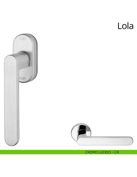 Maniglia per finestra martellina DK antintrusione Lola Zincral Linea Calì - cromo lucido