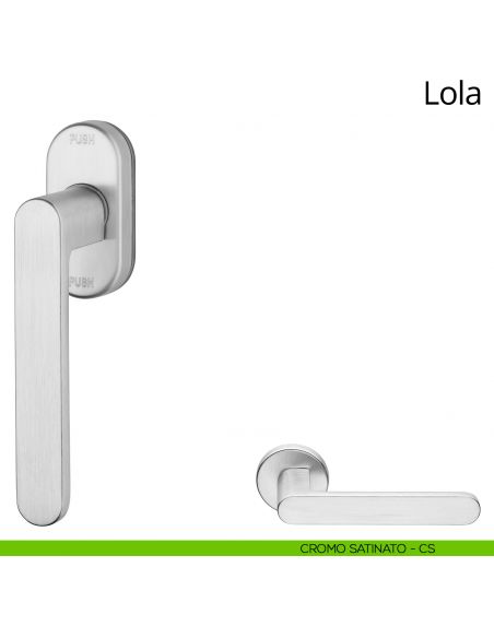Maniglia per finestra martellina DK antintrusione Lola Zincral Linea Calì - cromo satinato