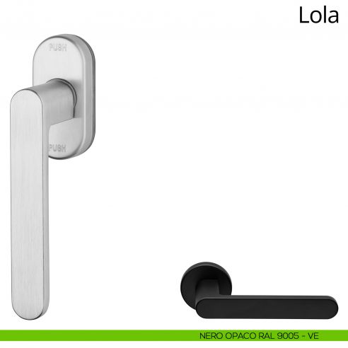 Maniglia per finestra martellina DK antintrusione Lola Zincral Linea Calì - nero opaco RAL9005