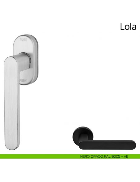 Maniglia per finestra martellina DK antintrusione Lola Zincral Linea Calì - nero opaco RAL9005