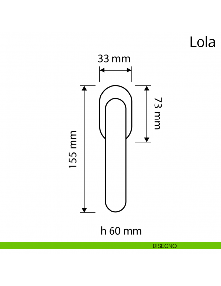 Maniglia per finestra martellina DK antintrusione Lola Zincral Linea Calì - disegno