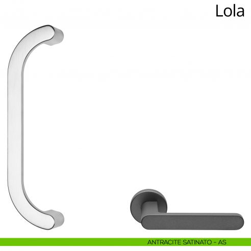 Maniglione per porta zancato Lola Zincral Linea Calì - antracite satinato