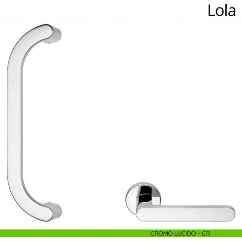 Maniglione per porta zancato Lola Zincral Linea Calì - cromo lucido