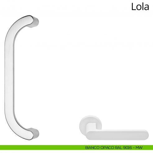 Maniglione per porta zancato Lola Zincral Linea Calì - bianco opaco RAL9016