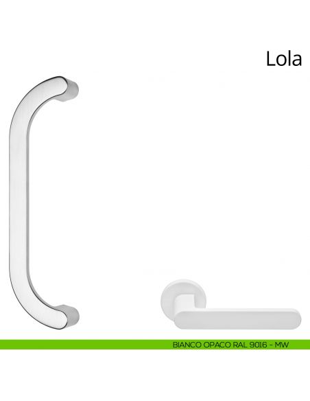 Maniglione per porta zancato Lola Zincral Linea Calì - bianco opaco RAL9016