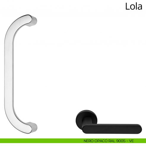 Maniglione per porta zancato Lola Zincral Linea Calì - nero opaco RAL9005