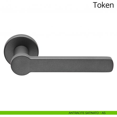Maniglia per porta interna Token Zincral Linea Calì rosetta tonda - antracite satinato