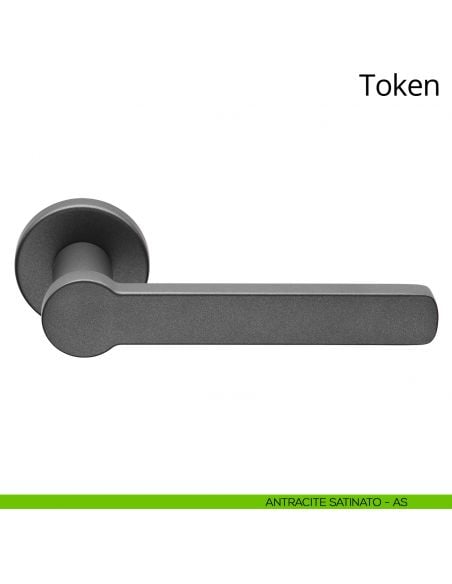 Maniglia per porta interna Token Zincral Linea Calì rosetta tonda - antracite satinato