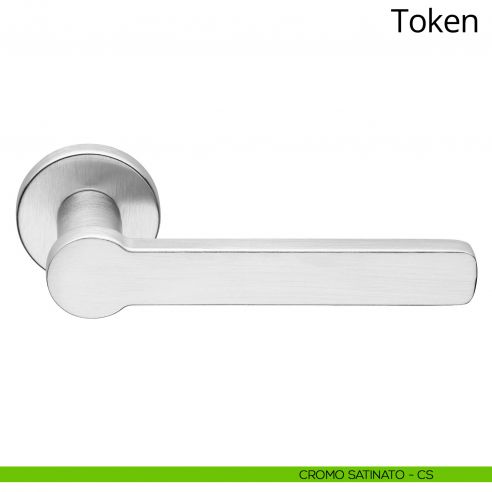Maniglia per porta interna Token Zincral Linea Calì rosetta tonda - cromo satinato