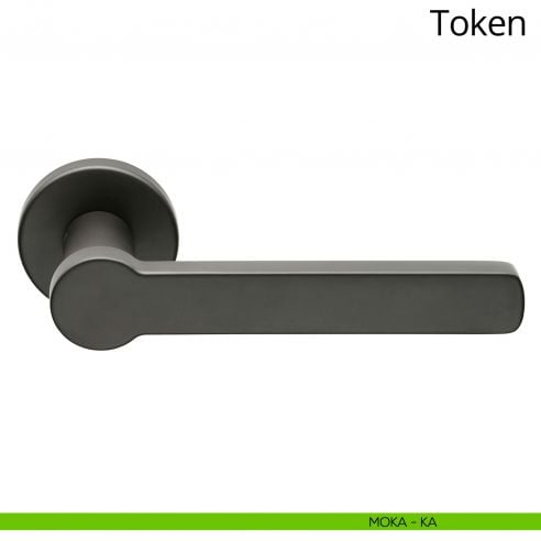 Maniglia per porta interna Token Zincral Linea Calì rosetta tonda - moka