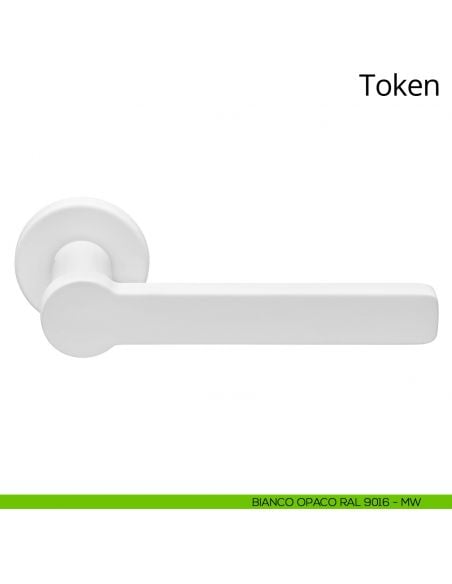 Maniglia per porta interna Token Zincral Linea Calì rosetta tonda - bianco opaco RAL9016
