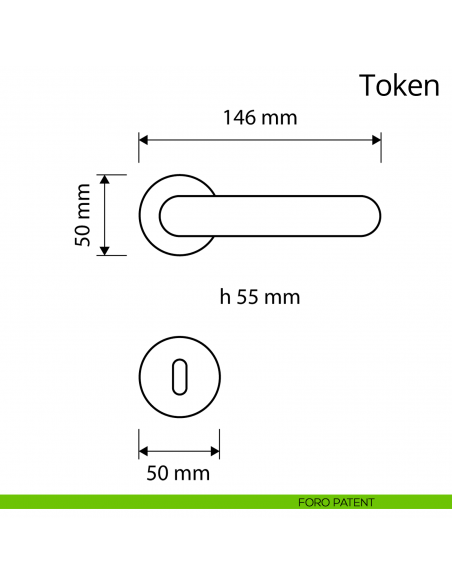 Maniglia per porta interna Token Zincral Linea Calì rosetta tonda - foro patent